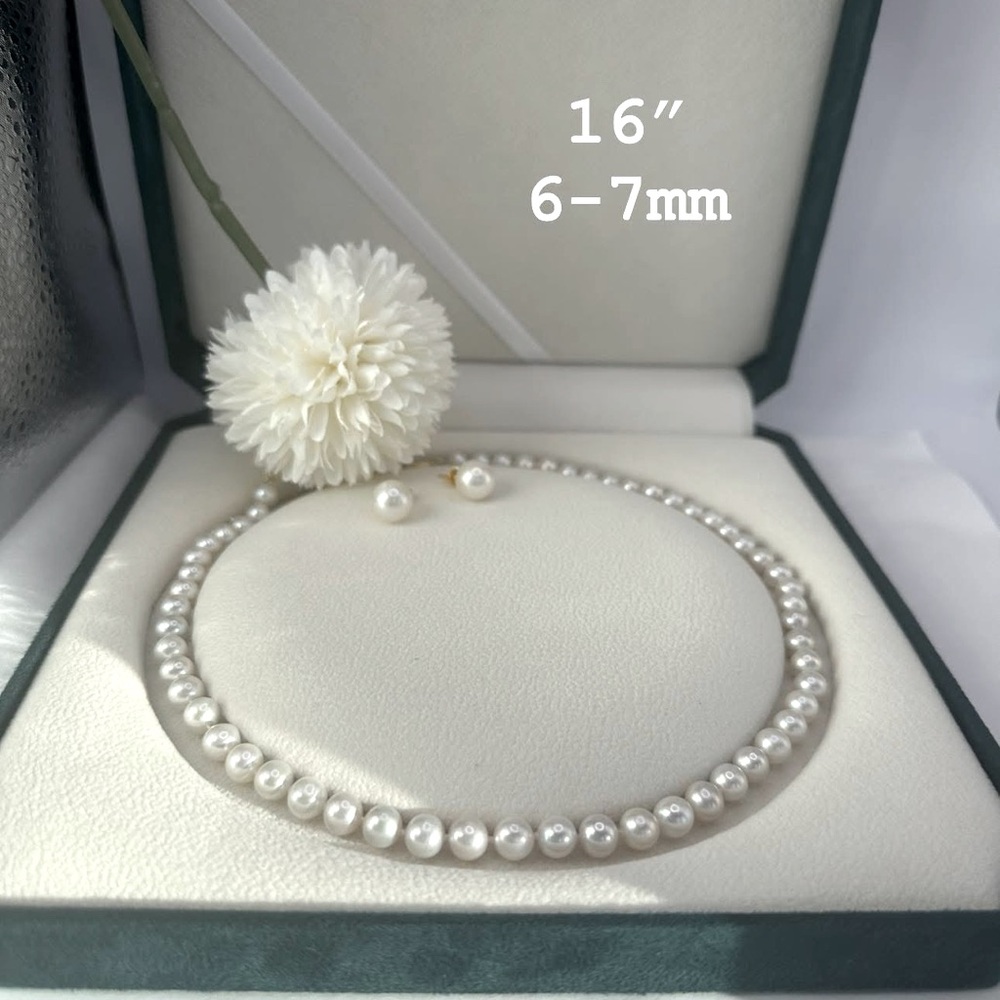 Edison pearl choker, set of earrings and pendant